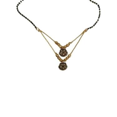 Imagem de Mangalsutra Mangalsutra Design elegante e sóbrio ideal para uso diário (pacote com 1) com corrente de contas pretas (dourada)