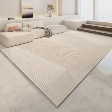Imagem de Tapete geométrico creme para sala de estar de grande área, tapetes de fácil manutenção para quarto, linhas artísticas, tapetes retangulares, YHT075, G, 300x400 CM