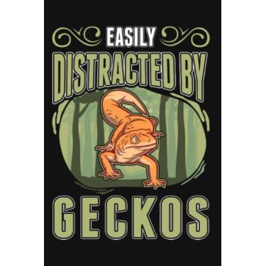 Imagem de Notebook With Gecko: Easily distracted by Geckos Leopard Gecko / 6x9 Inches / 120 graph Sites