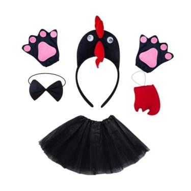 Imagem de Vaveren Fantasia de frango fantasia de animal de fazenda para cosplay de férias adereços meninas crianças, Preto
