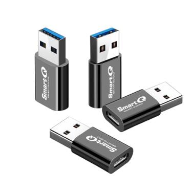 Imagem de SmartQ Adaptador L211 USB para USB C (pacote com 2), adaptador de cabo carregador tipo C para USB, compatível com Samsung Galaxy Note 10 S20 Plus S20+ 20+ Ultra, Google Pixel 4 4a 3 3A 2 XL (USB-C