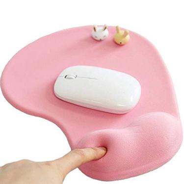 Imagem de Mousepad de escritório com suporte de pulso de gel – descanso de pulso ergonômico para mouse com espuma de memória para mesa de jogos – base de borracha antiderrapante de silicone, mouse pad com textura premium para computador laptop (rosa)
