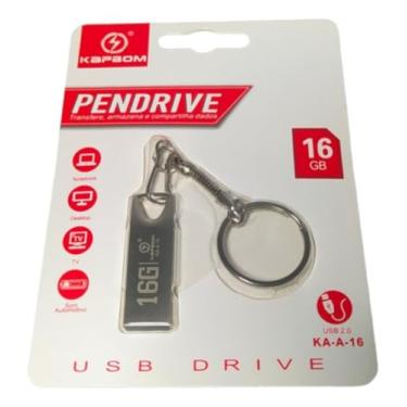 Imagem de Pen Drive USB 2.0 de 16 GB, Alta Velocidade, com Chaveiro de Metal
