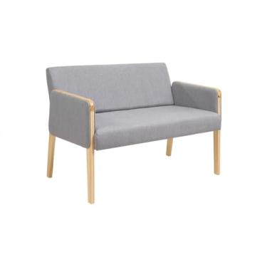 Imagem de Sofá 2 Lugares para Sala de Estar Cinza 1,10 m Arpoador Oppa Design - Natural e Tecido Cinza Claro