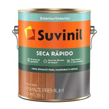 Imagem de Tinta Suvinil para madeiras e metais esmalte acetinado seca rapido 3,6L - Branco - 53700011