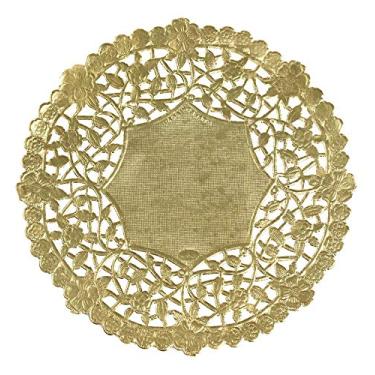 Imagem de Hygloss Products Doilies dourados de 15 cm – Doilies redondos feitos nos EUA, pacote com 72