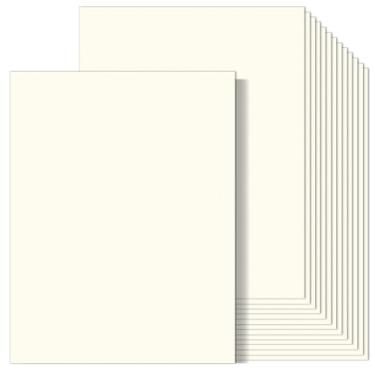 Imagem de MixTeach 100 folhas de papel cartolina creme, 21 x 28 cm de espessura, 250 gsm/41,7 kg, papel para impressora de cartolina dupla face creme para fazer cartões, artesanato, scrapbook, convites,