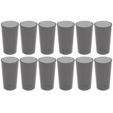 Imagem de 12 Copos Alto 500ml Fumê Plástico Escolar Refeitório Lanche Restaurante Crippa