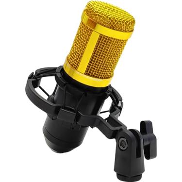 Imagem de Microfone Condensador Profissional com Fio 3 Metros Dourado - Gravação Estúdio Transmissão ao Vivo