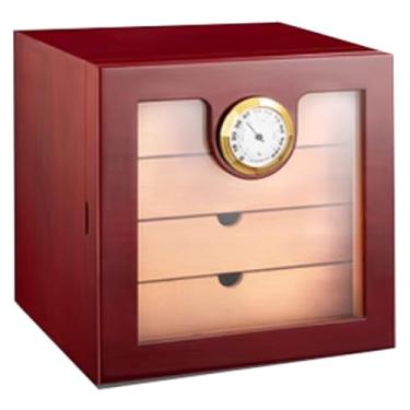 Imagem de Pequeno Caixa de charutos suave de três camadas, madeira de cedro, caixa hidratante para charutos, laca de piano, pode acomodar aproximadamente 50 charutos Feito à mão