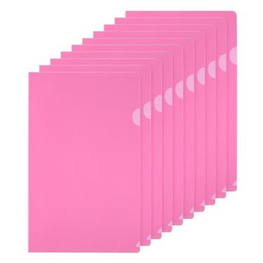 Imagem de PATIKIL Pastas tipo L Pacote com 50 bolsos de plástico A4 para projetos de arquivos de papel transparente para escritório, rosa
