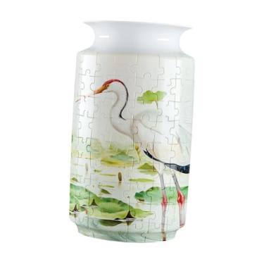 Imagem de WeiLaiKeQi Vaso de quebra-cabeça 3D Presente de aquecimento de casa Recipiente floral Decoração de casa Vaso de flores exclusivo para amantes, parentes e amigos, Guindaste Coroado Vermelho