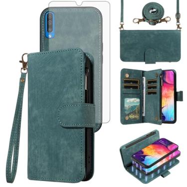 Imagem de Asuwish Capa de telefone para Samsung Galaxy A50 A50S A30S A30S carteira magnética destacável com protetor de tela de vidro temperado cordão transversal suporte para cartão A 50 50S 30S S50 50A SM