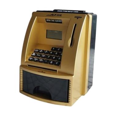 Imagem de menolana Cofrinho ATM para crianças, caixa de economia de dinheiro com senha, brinquedos educativos, banco de dinheiro eletrônico para idades de 3, 4, 5, 6, 7, Ouro