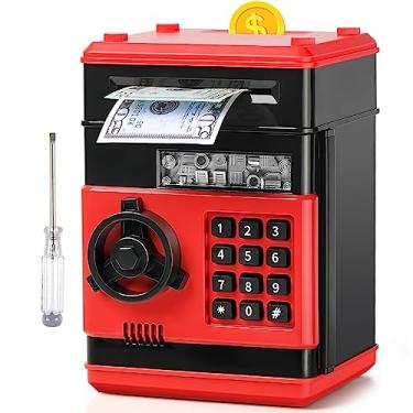 Imagem de Vcertcpl cofrinho atm para meninos e meninas, mini caixa de moedas atm para economizar dinheiro com senha, pote de dinheiro seguro para crianças para adultos com slot para notas automáticas, ótimo b