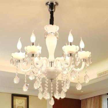 Imagem de Lâmpada Pendente de Cristal Europeu LED Luxo Vela Sala de Estar Restaurante Quarto Hotel Villa Vestuário Loja Salão de Beleza Café Bar KTV Candelabro (E 6 luzes)