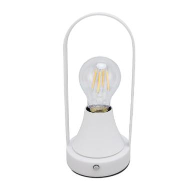 Imagem de Lâmpada de Mesa de Cabeceira Sensível Ao Toque Luz Noturna Quente Regulável Com Lâmpada LED para Casa, Luz de Cabeceira Recarregável, Base de Metal Branco Moderno, Lâmpada de Vidro