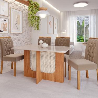 Imagem de Sala de Jantar Louise 1,30 com 4 Cadeiras Juliana Cinamomo/Offwhite/Joli