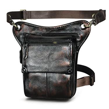 Imagem de Le'aokuu Bolsa masculina de couro tática para motocicletas e atividades ao ar livre com alça 211-4, Café e preto, Medium, Bolsa de cintura e quadril e perna