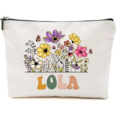 Imagem de Lola Wildflowers Presentes para o Dia das Mães Sacos de Maquiagem - Sacos de Presente Lola Flower - Presentes de Aniversário para Mães - Bolsa de Cosméticos de Viagem para Aniversário, Branco, 7”x9.8”