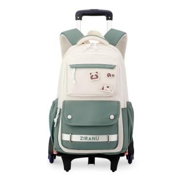 Imagem de EKUIZAI Mochila escolar com rodinhas para meninas do ensino médio com rodinhas para meninas adolescentes, Verde - 6 rodas, 6 Wheel
