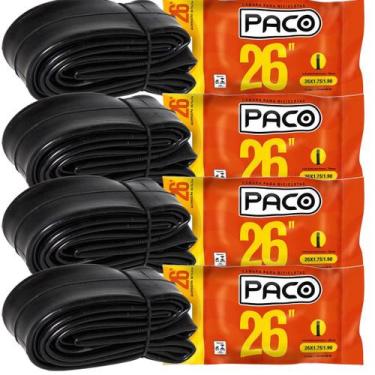 Imagem de Kit 4 Câmaras De Ar Bike Aro 26 Bicicleta Bico Grosso Balão - PACO