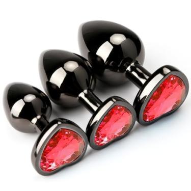 Imagem de HISIONLEE Plugue Anal 3Pcs Brinquedos Sexuais Conjunto de Treinamento Anal Plugue Anal de Metal Kit de Treinamento Adulto Brinquedo com Diamante de Cristal S&M Plugue Anal Gay Adulto Brinquedo para In