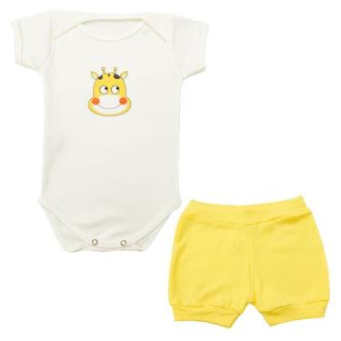 Imagem de Conjunto Body Manga Curta Girafa Bebê + Shorts - Mellane Baby, P, Bran