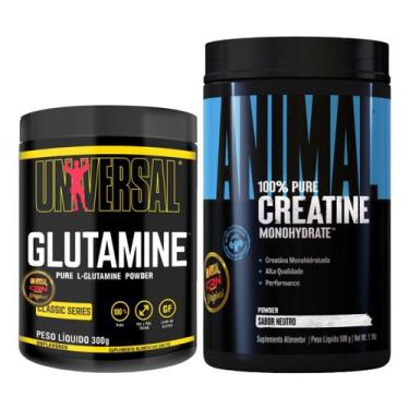 Imagem de Kit Glutamine 300g + Animal Creatine 500 Universal Nutrition, Neutro, 