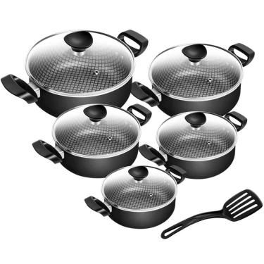 Imagem de Conjunto De Panelas Antiaderente Preto Spesso Caçarola 5 Peças Patolux