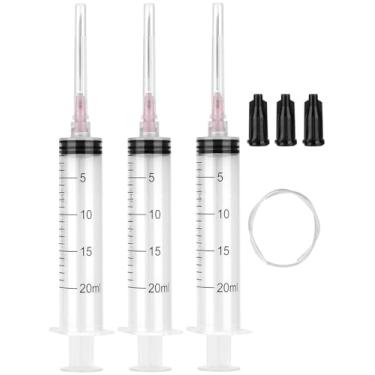 Imagem de A AKRAF Pacote Com 3 Seringas De 20 Ml/Cc Com Tubo De 55,1 Polegadas E Agulha 18G 1,5”, Seringa Estéril Embalada Individualmente Para Laboratórios, Resina, Artesanato, Óleo De Máquina, Tinta, Cola