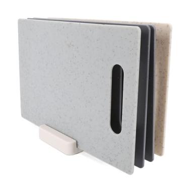 Imagem de Placa Plástica de Corte, Conjunto de 4 Com Suporte de Armazenamento, Tábua de Cortar para Carnes, Peixes e Legumes, Tapetes de Cozinha Sem Escorregamento