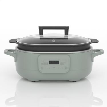 Imagem de INDY VAC Magnifique 6 Quart Multi-Cooker, Com Caçarola 8 Em 1, Panela Elétrica Programável, Forno Holandês, Macarrão, Antiaderente, Panela Segura Para Forno A 500 °F, Azeitona, Azeitona