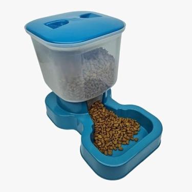Imagem de Alimentador Automático para Animais de Estimação, Dispensador de Ração com Reservatório, Preto e Cinza (Azul)