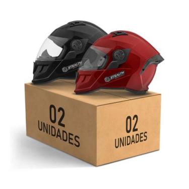 Imagem de Kit 2 Capacetes Fechados Pro Tork Stealth Solid Brilhante Segurança Pr