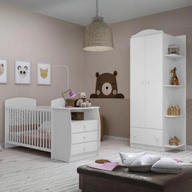 Imagem de Berço Cômoda com Guarda-Roupa 2 Portas 1 Gaveta Multimóveis MP4372, Br