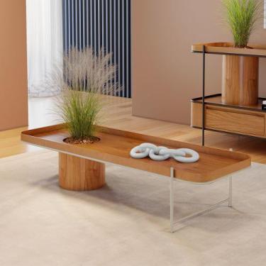 Imagem de Mesa de Centro Cachepot em Madeira Maciça Mel Estrutura Metálica Champ