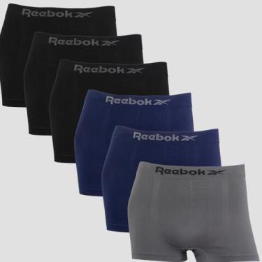 Imagem de Kit 6 Cuecas Boxer Reebok Masculina Microfibra Premium Lisa, 3 preto, 