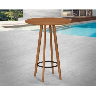 Imagem de Bistrô Alto para Área Gourmet Bares Cafeterias pés Madeira Tampo Redon