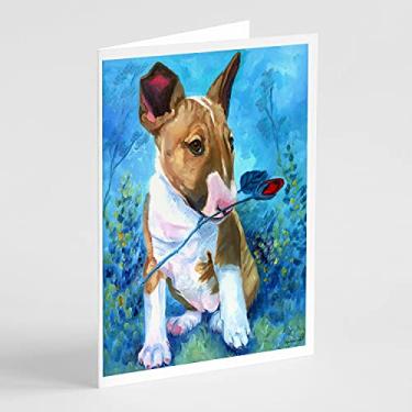 Imagem de Caroline's Treasures 7339GCA7P bull terrier Rose para mãe, cartões comemorativos e envelopes, pacote com 8, 7 x 5, multicolorido