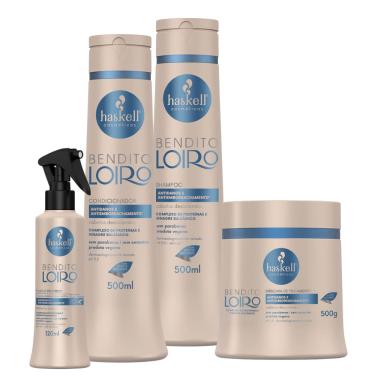 Imagem de Kit Bendito Loiro Haskell Shampoo + Condicionador + Máscara 500ml/g + Fluido