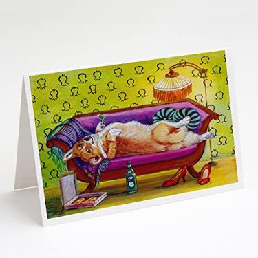 Imagem de Caroline's Treasures 7406GCA7P Cartões comemorativos e envelopes Corgi Home Alone, pacote com 8, 7 x 5, multicolorido