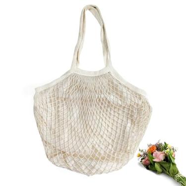 Imagem de OULIGET Bolsa de malha de praia, bolsa de ombro casual, bolsa hobo para mulheres, grande, dobrável, reutilizável, bolsa de mercearia, Branco