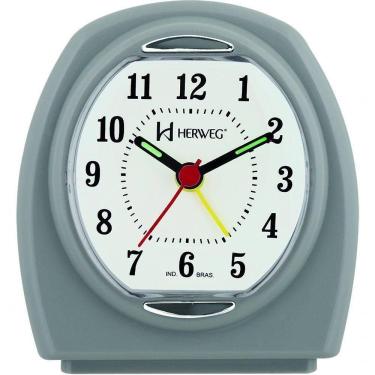 Imagem de Relógio Despertador Quartz Pilha Pequeno Cinza - Cinza