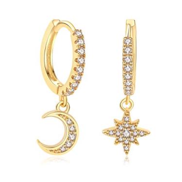 Imagem de Brincos pequenos de argola de ouro 14 quilates pequenos brincos de argola geométrico minimalista delicado boêmio praia bijuteria simples hipoalergênica presente de moda para ela