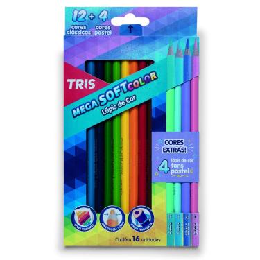 Imagem de Lápis de Cor Mega Soft 16 Lápis TRIS Cores Vibrantes e Pastel