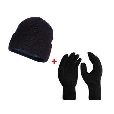 Imagem de Kit inverno Touca + luva Gorro Touca de Lã Lisa Estilosa Adulto Unisse