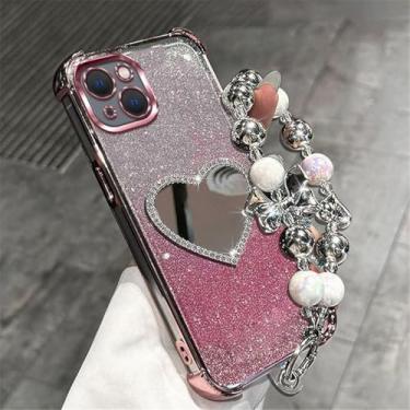 Imagem de HPQWN For Samsung S24Ultra Bracelet Shockproof Phone Case Mirror Silicon Cover(For Samsung S24Ultra/2)