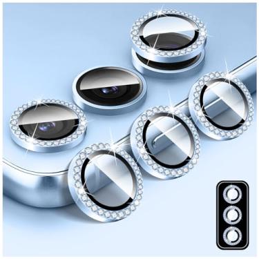 Imagem de Zeponny Protetor de lente de câmera Diamond para Samsung Galaxy S24/S23/S23+/S23 FE, protetor de tela traseira de vidro temperado 9H, anel de proteção de metal de alumínio individual antiarranhões