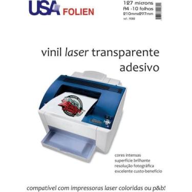 Imagem de Vinil Laser Adesivo A4 Transparente 10 fls - Usa Folien